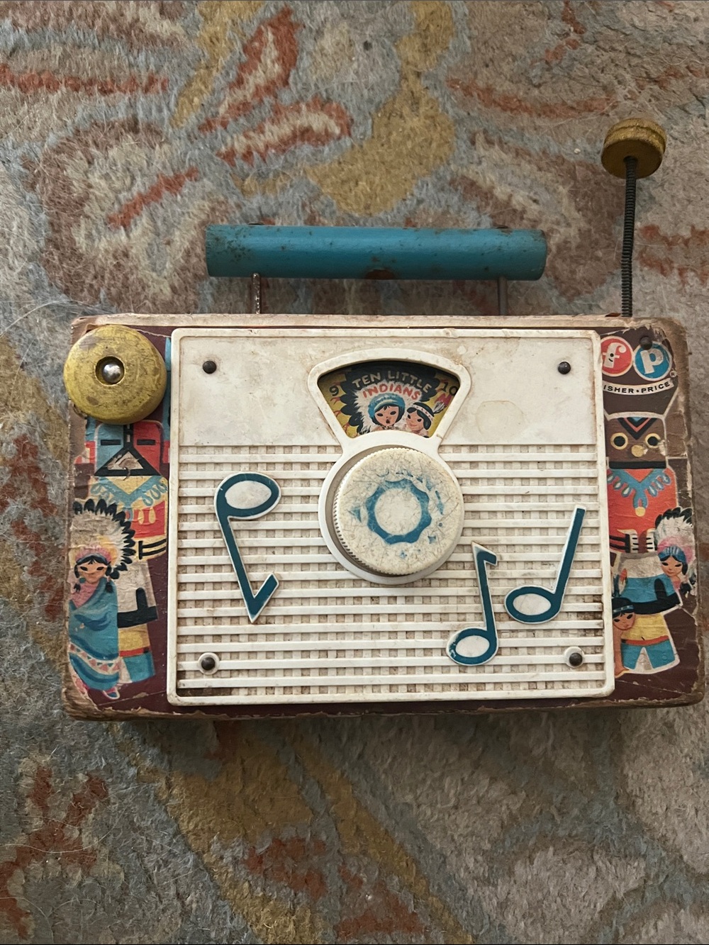 Fisher-Price Blue and White Musical Portable Player with Yellow Accent